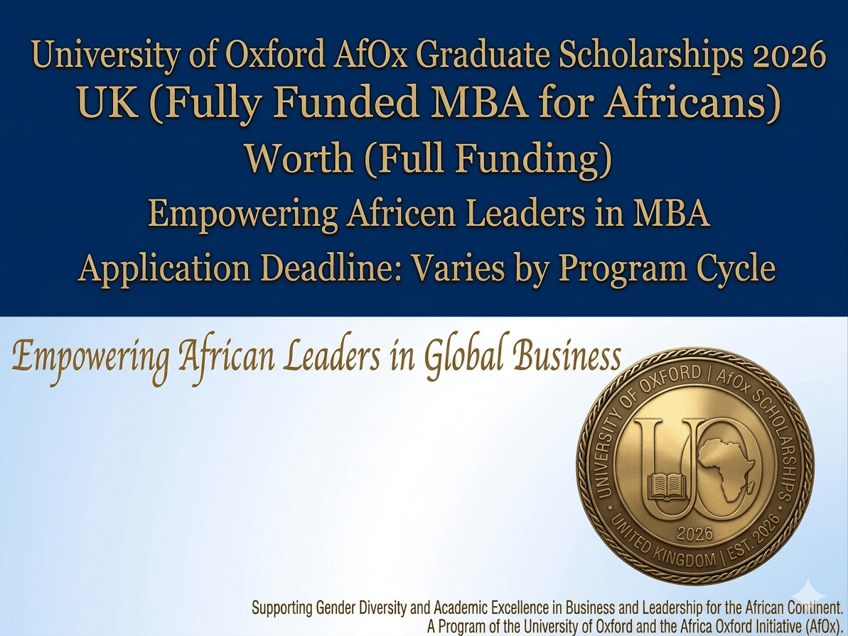 AfOx Scholarship 2026 Apply Now Fully Funded Oxford MBA Africa Award