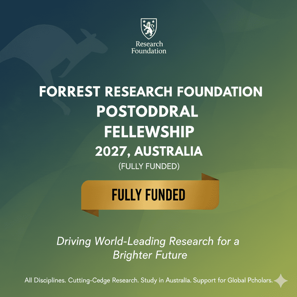 Forrest Research Foundation Postdoctoral Fellowship 2027 Australia Fully Funded Research Perth