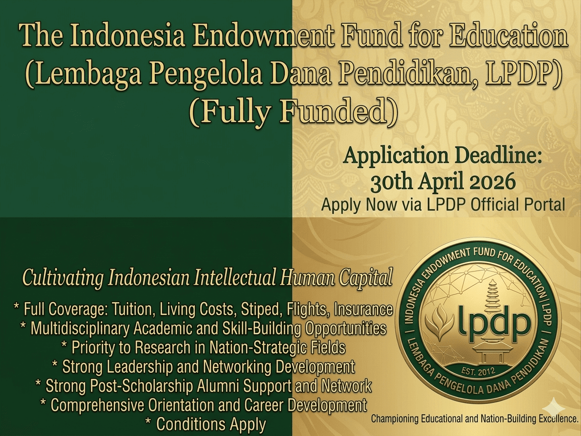 LPDP Scholarship 2026 Apply Now Fully Funded Masters and PhD Indonesia Endowment Fund for Education