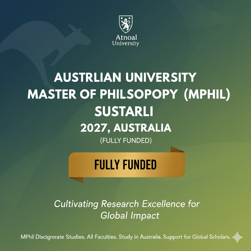 ANU Master of Philosophy MPhil Scholarship 2027 Australia Fully Funded International Students