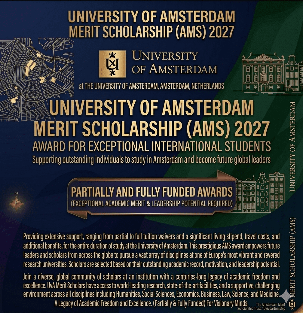 Amsterdam Scholarship 2027 Scholarship Fully Funded Study Netherlands University of Amsterdam Merit Award