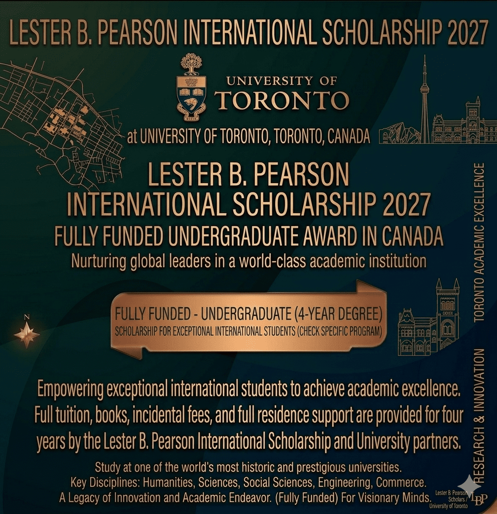 Toronto Scholarship 2027 Scholarship Fully Funded Study Canada University of Toronto Lester B Pearson
