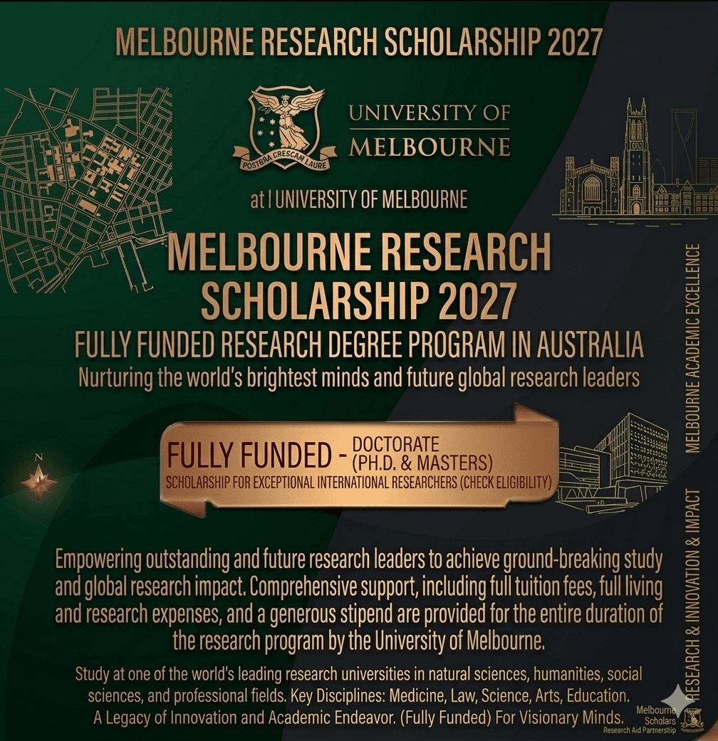 Melbourne Scholarship 2027 Scholarship Fully Funded Study Australia University of Melbourne Graduate Research