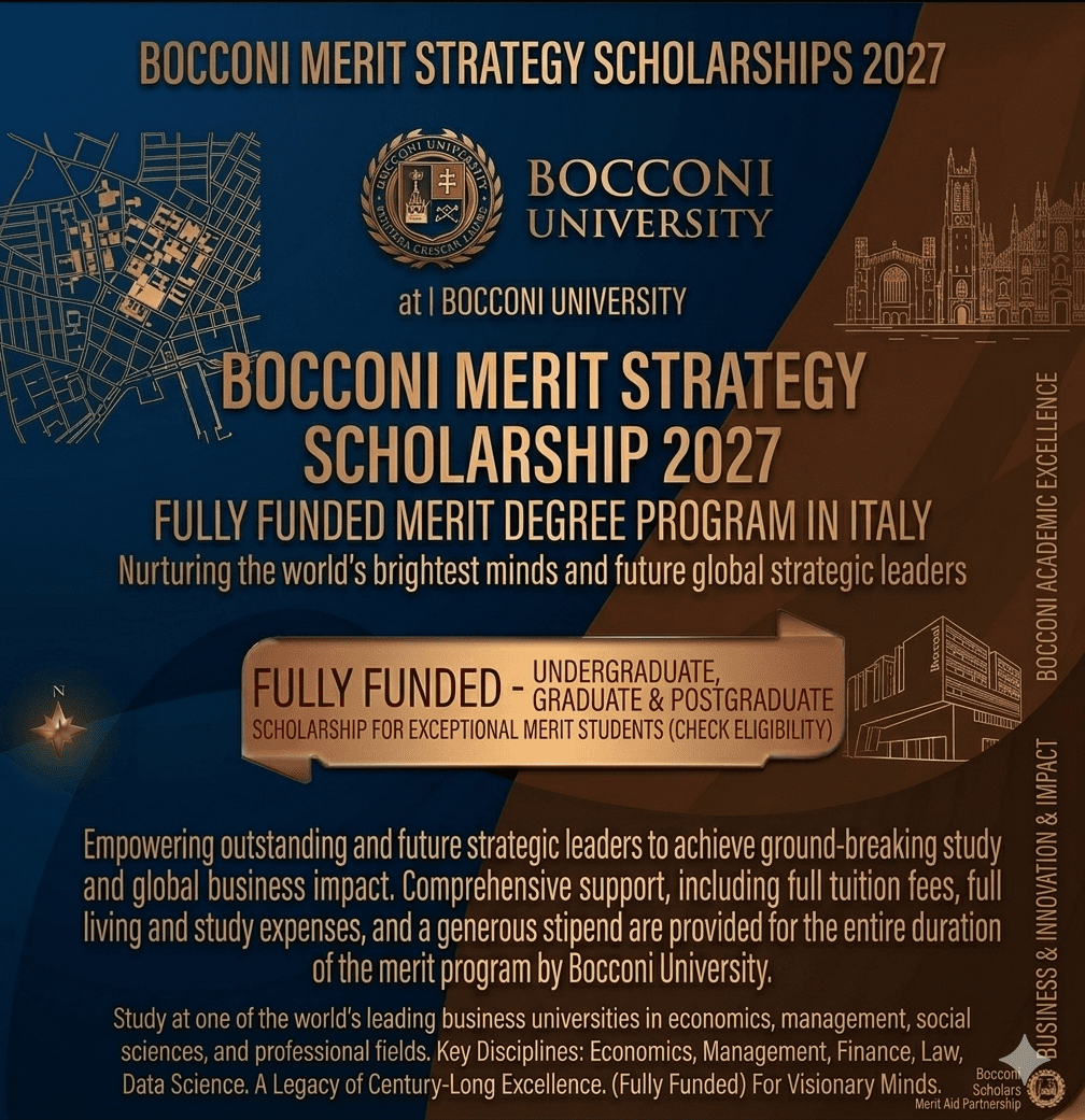 Bocconi Scholarship 2027 Scholarship Fully Funded Study Italy Milan Bocconi University Merit Award