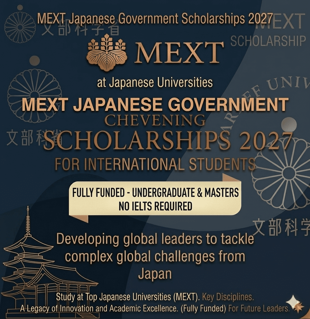 MEXT Scholarship 2027, Scholarship Fully Funded Study Japan No IELTS