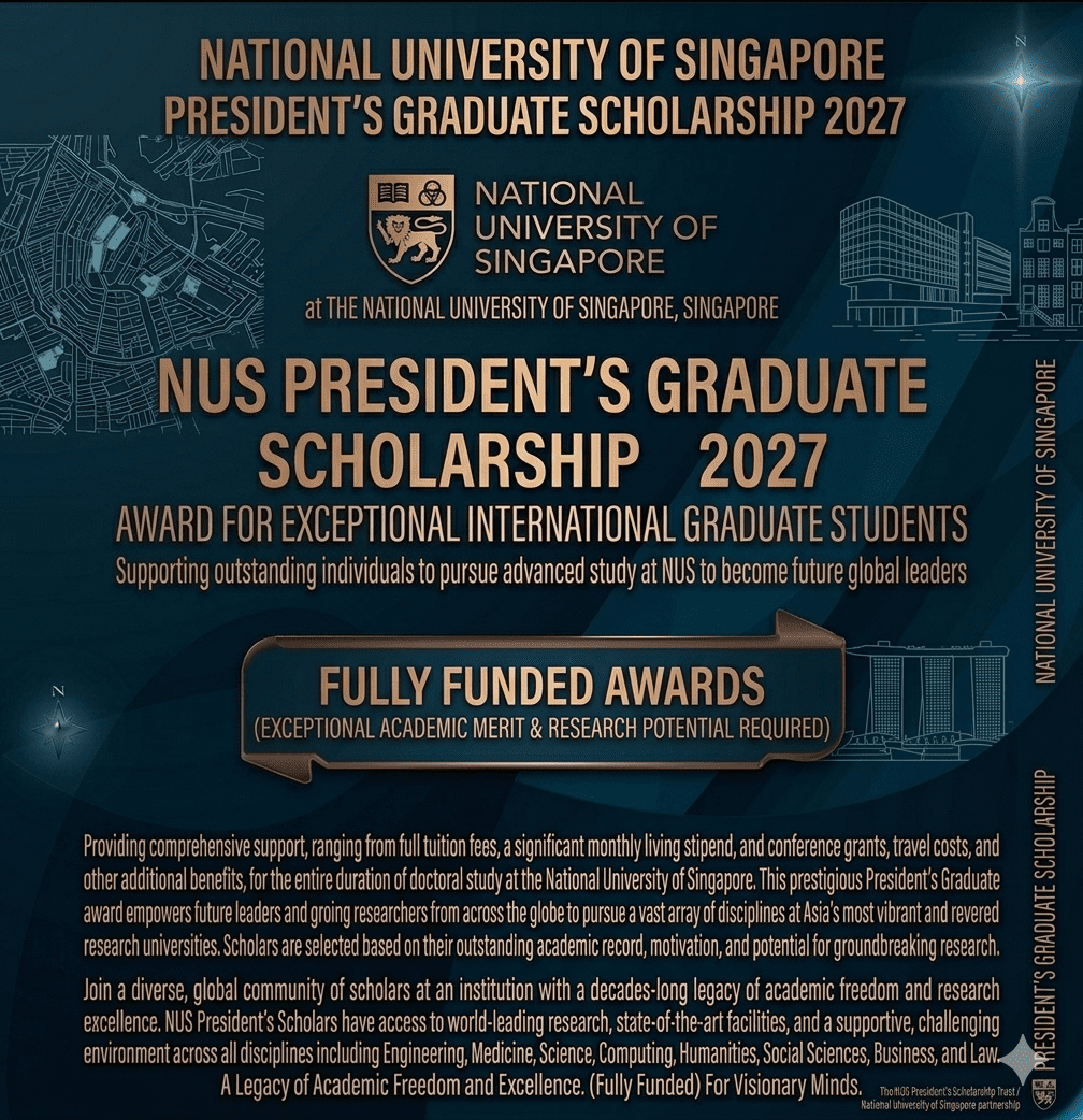 NUS Scholarship 2027 Scholarship Fully Funded Study Singapore National University of Singapore President Graduate Fellowship