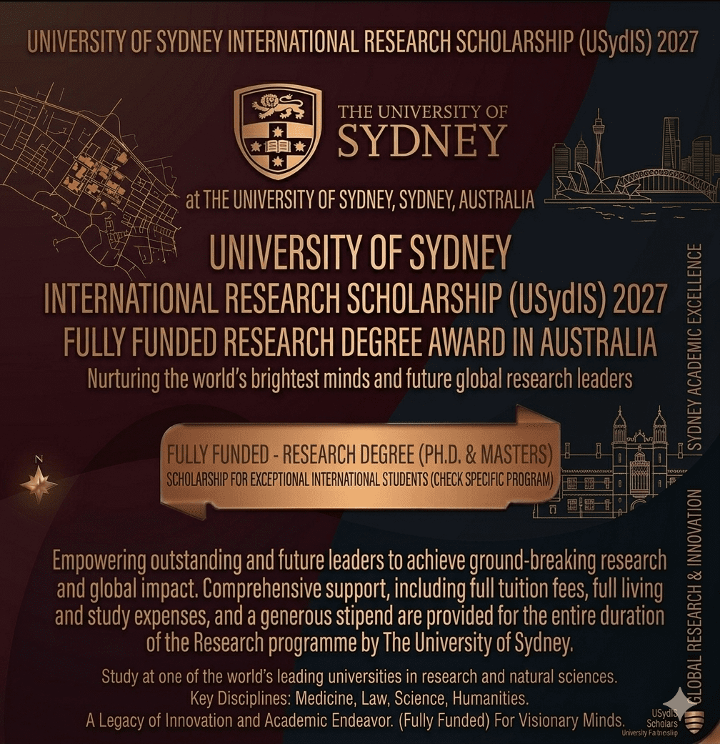 Sydney Scholarship 2027 Scholarship Fully Funded Study Australia University of Sydney USydIS