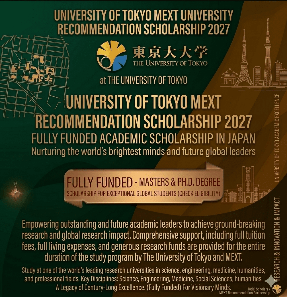 Tokyo Scholarship 2027 Scholarship Fully Funded Study Japan University of Tokyo MEXT Recommendation